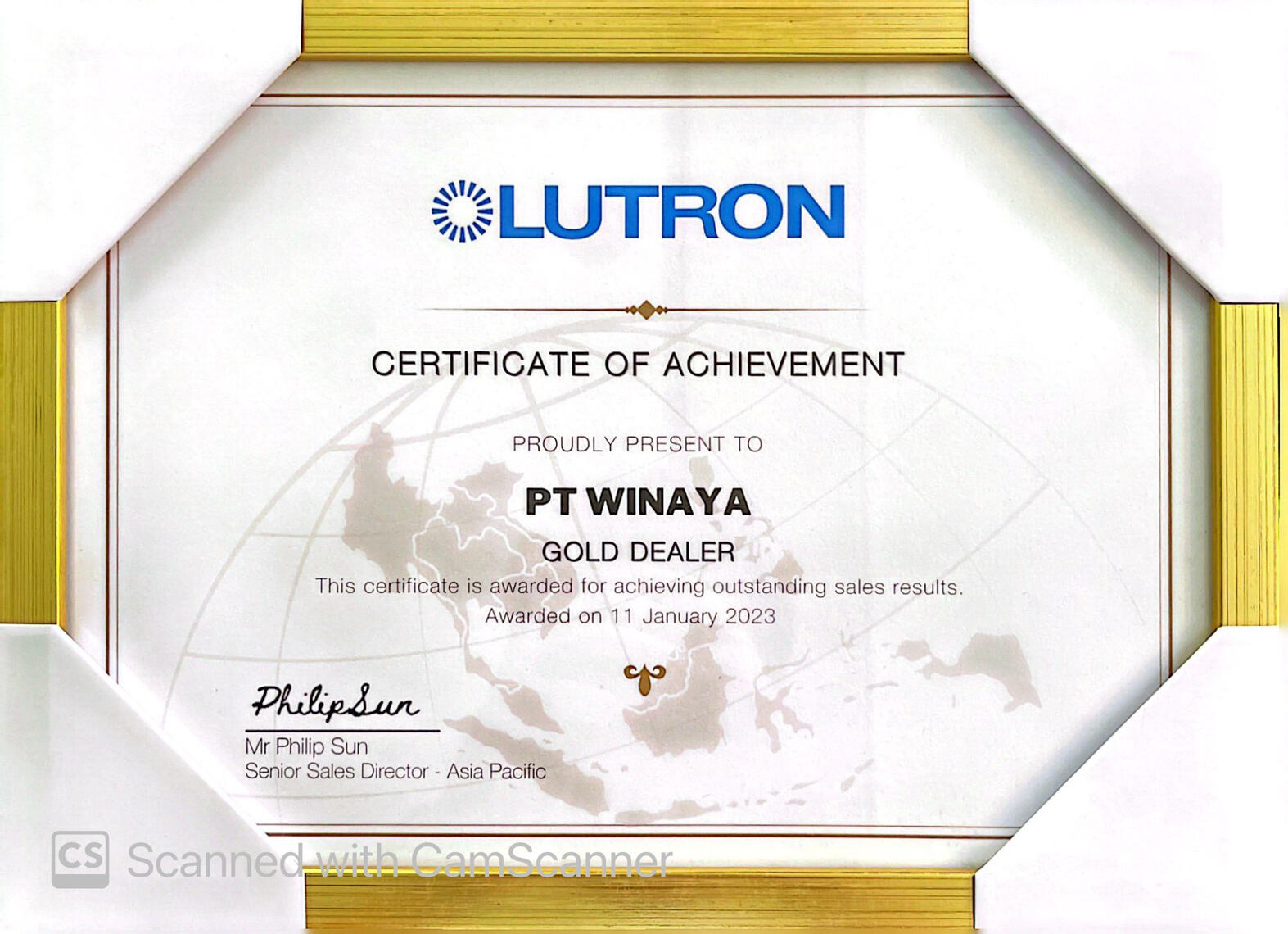 LUTRON SALES ACHIEVEMENT